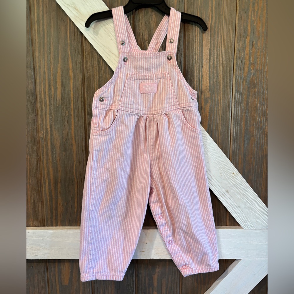 Osh Kosh B’ Gosh Baby B’Gosh Punk & White Stripe Overalls Sz 24 month